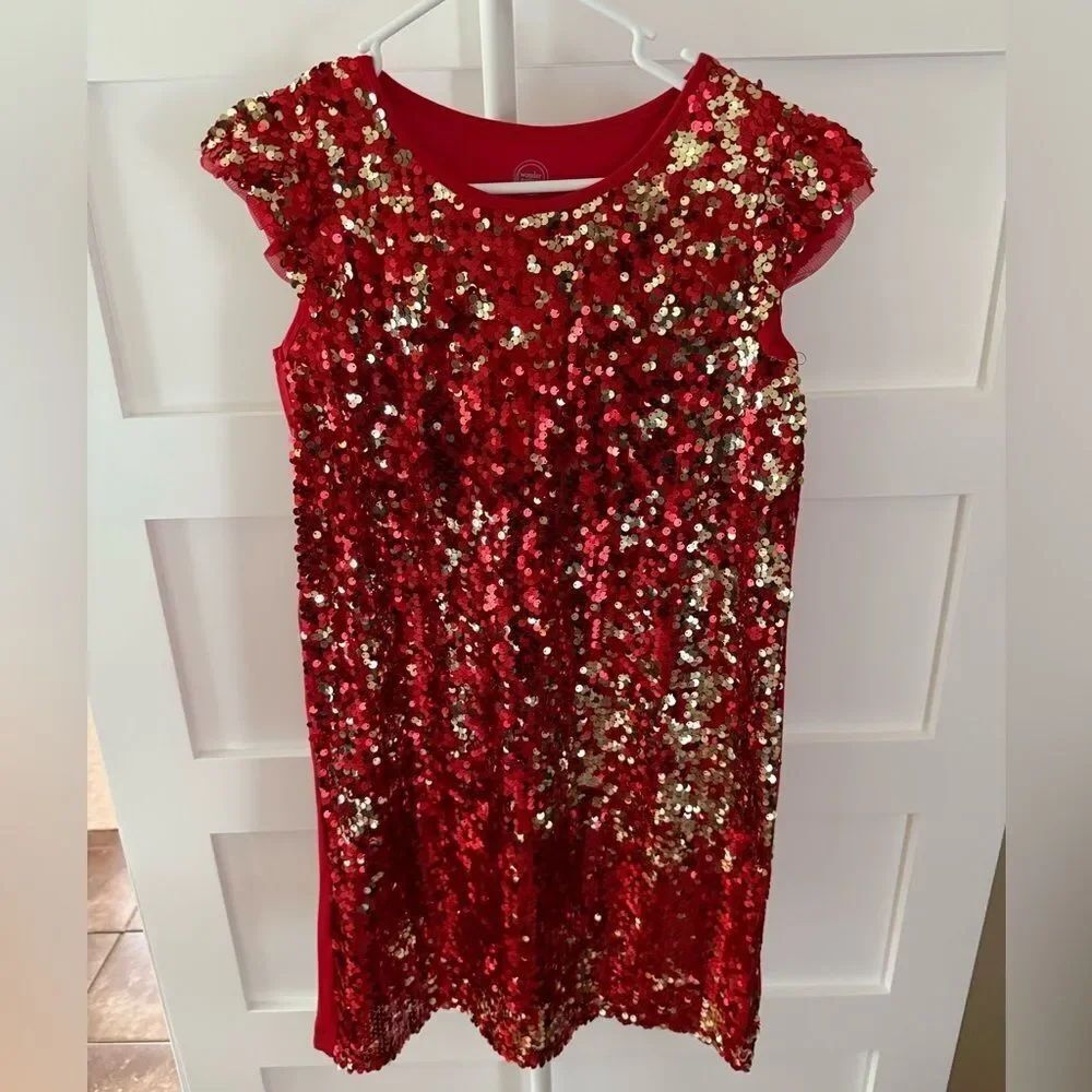 New Wonderkids Red and Gold Sequin Dress size XL or women small